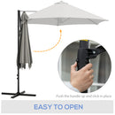 Patio Umbrellas, 8.5ft Offset Cantilever Patio Umbrella Roma Parasol with 360° Rotation - Light Grey - Seasonal Overstock