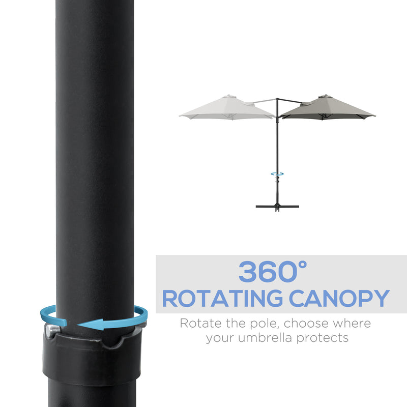 Patio Umbrellas, 8.5ft Offset Cantilever Patio Umbrella Roma Parasol with 360° Rotation - Light Grey - Seasonal Overstock