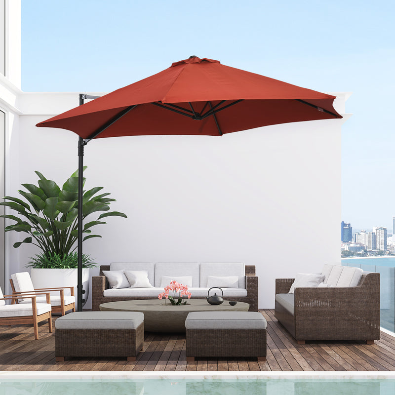 Patio Umbrellas, 8.5ft Offset Cantilever Patio Umbrella Roma Parasol with 360° Rotation - Red - Seasonal Overstock