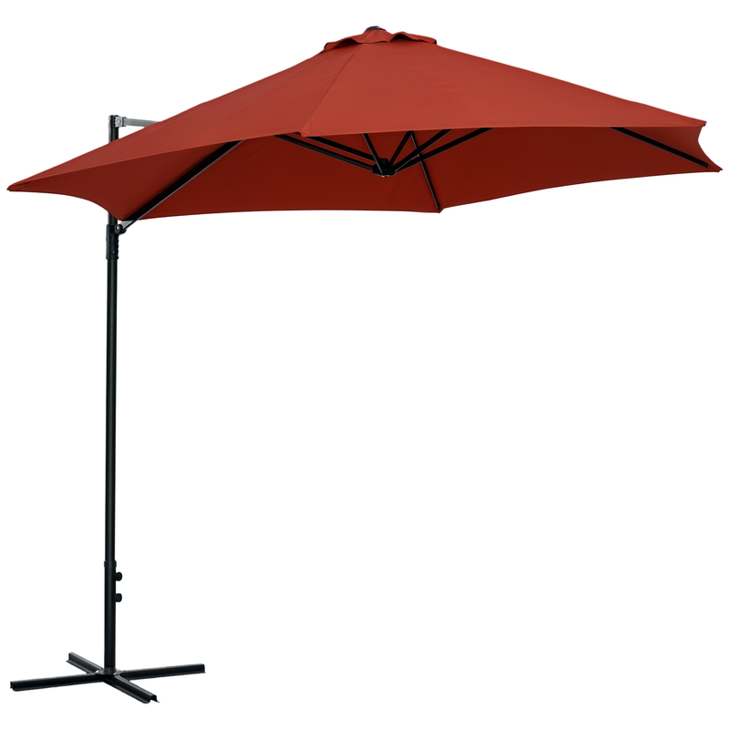 Patio Umbrellas, 8.5ft Offset Cantilever Patio Umbrella Roma Parasol with 360° Rotation - Red - Seasonal Overstock