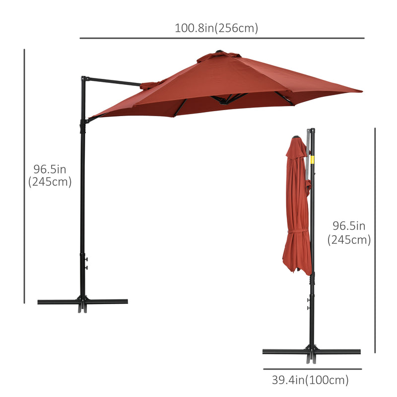 Patio Umbrellas, 8.5ft Offset Cantilever Patio Umbrella Roma Parasol with 360° Rotation - Red - Seasonal Overstock