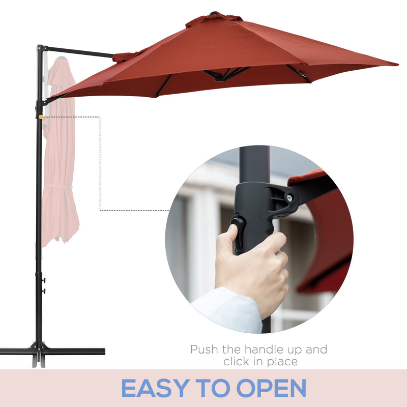 Patio Umbrellas, 8.5ft Offset Cantilever Patio Umbrella Roma Parasol with 360° Rotation - Red - Seasonal Overstock