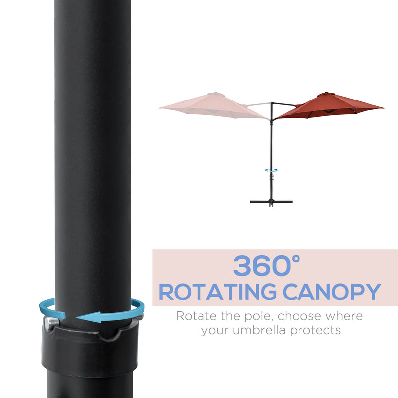 Patio Umbrellas, 8.5ft Offset Cantilever Patio Umbrella Roma Parasol with 360° Rotation - Red - Seasonal Overstock