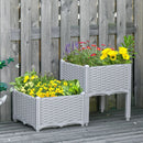 Planters, 31.5" x 15.75" Raised 2-Box Planter Flower Bed - Grey - Seasonal Overstock