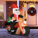 Christmas Decorations, Inflatable Santa on a Motorcycle 5.5ft Tall with LED Lights for Indoor Outdoor Christmas Display - Seasonal Overstock