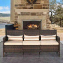 Patio Furniture, Fenton Falls Rattan Outdoor Patio Sofa - Brown - Seasonal Overstock