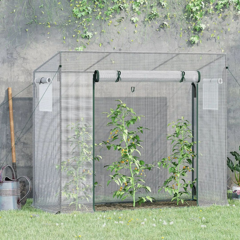 6.6' x 2.5' x 5.5' Portable Walk-In Greenhouse Hot House for Patio or Balcony - White