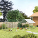 Small Animal Habitats & Cages, 10' x 20' Walk-In Coop Pen with Peaked Roof, Perch, Hanging Feeder, Feeding Door and Canopy - Seasonal Overstock