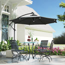 Patio Umbrellas, 8.8ft Cantilever Patio Umbrella with Solar LED Lights - Grey - Seasonal Overstock