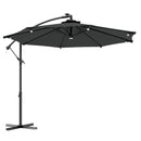 Patio Umbrellas, 8.8ft Cantilever Patio Umbrella with Solar LED Lights - Grey - Seasonal Overstock