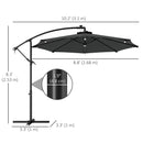 Patio Umbrellas, 8.8ft Cantilever Patio Umbrella with Solar LED Lights - Grey - Seasonal Overstock