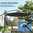 Patio Umbrellas, 8.8ft Cantilever Patio Umbrella with Solar LED Lights - Grey - Seasonal Overstock