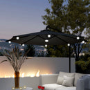 Patio Umbrellas, 8.8ft Cantilever Patio Umbrella with Solar LED Lights - Grey - Seasonal Overstock