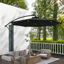 Patio Umbrellas, 8.8ft Cantilever Patio Umbrella with Solar LED Lights - Grey - Seasonal Overstock