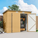 8' x 4' Galvanized Steel Garden Shed with Double Doors - Yellow Brown