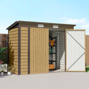 8' x 4' Galvanized Steel Garden Shed with Double Doors - Oak Brown