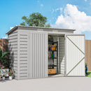 8' x 4' Galvanized Steel Garden Shed with Double Doors - Silver Grey