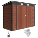 8' x 4' Galvanized Steel Garden Shed with Double Doors - Teak Brown