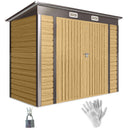 8' x 4' Galvanized Steel Garden Shed with Double Doors - Oak Brown