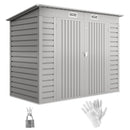 8' x 4' Galvanized Steel Garden Shed with Double Doors - Silver Grey