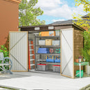 8' x 4' Galvanized Steel Garden Shed with Double Doors - Oak Brown