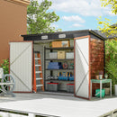 8' x 4' Galvanized Steel Garden Shed with Double Doors - Teak Brown
