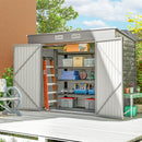 8' x 4' Galvanized Steel Garden Shed with Double Doors - Silver Grey