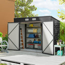 8' x 4' Galvanized Steel Garden Shed with Double Doors - Grey