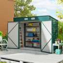 8' x 4' Galvanized Steel Garden Shed with Double Doors - Green