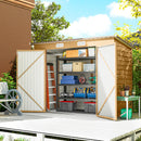 8' x 4' Galvanized Steel Garden Shed with Double Doors - Yellow Brown