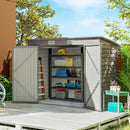8' x 4' Galvanized Steel Garden Shed with Double Doors - Light Grey
