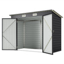 8' x 4' Galvanized Steel Garden Shed with Double Doors - Grey
