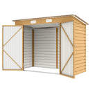 8' x 4' Galvanized Steel Garden Shed with Double Doors - Yellow Brown