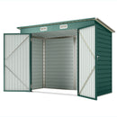 8' x 4' Galvanized Steel Garden Shed with Double Doors - Green