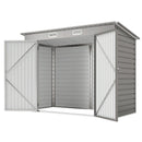 8' x 4' Galvanized Steel Garden Shed with Double Doors - Silver Grey