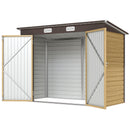 8' x 4' Galvanized Steel Garden Shed with Double Doors - Oak Brown