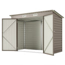 8' x 4' Galvanized Steel Garden Shed with Double Doors - Light Grey