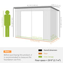 8' x 4' Galvanized Steel Garden Shed with Double Doors - Grey