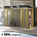 8' x 4' Galvanized Steel Garden Shed with Double Doors - Teak Brown