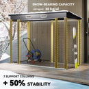 8' x 4' Galvanized Steel Garden Shed with Double Doors - Grey
