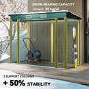 8' x 4' Galvanized Steel Garden Shed with Double Doors - Green