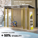 8' x 4' Galvanized Steel Garden Shed with Double Doors - Oak Brown