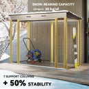 8' x 4' Galvanized Steel Garden Shed with Double Doors - Light Grey