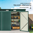 8' x 4' Galvanized Steel Garden Shed with Double Doors - Green