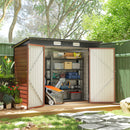 8' x 4' Galvanized Steel Garden Shed with Double Doors - Teak Brown