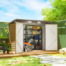 8' x 4' Galvanized Steel Garden Shed with Double Doors - Oak Brown