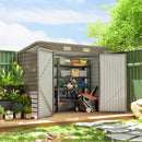 8' x 4' Galvanized Steel Garden Shed with Double Doors - Light Grey