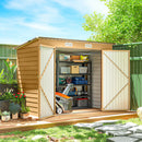 8' x 4' Galvanized Steel Garden Shed with Double Doors - Yellow Brown