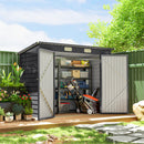 8' x 4' Galvanized Steel Garden Shed with Double Doors - Grey