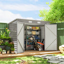 8' x 4' Galvanized Steel Garden Shed with Double Doors - Silver Grey